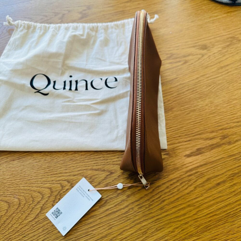 NWT Quince Italian Leather Pouch in Cognac - Large Size Pouch Only - Picture 4 of 9